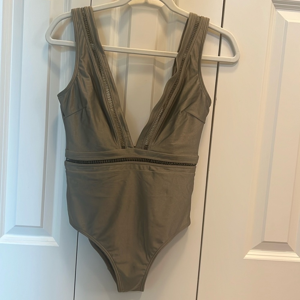 Ted Baker shimmer one-piece swimmy. Olive color